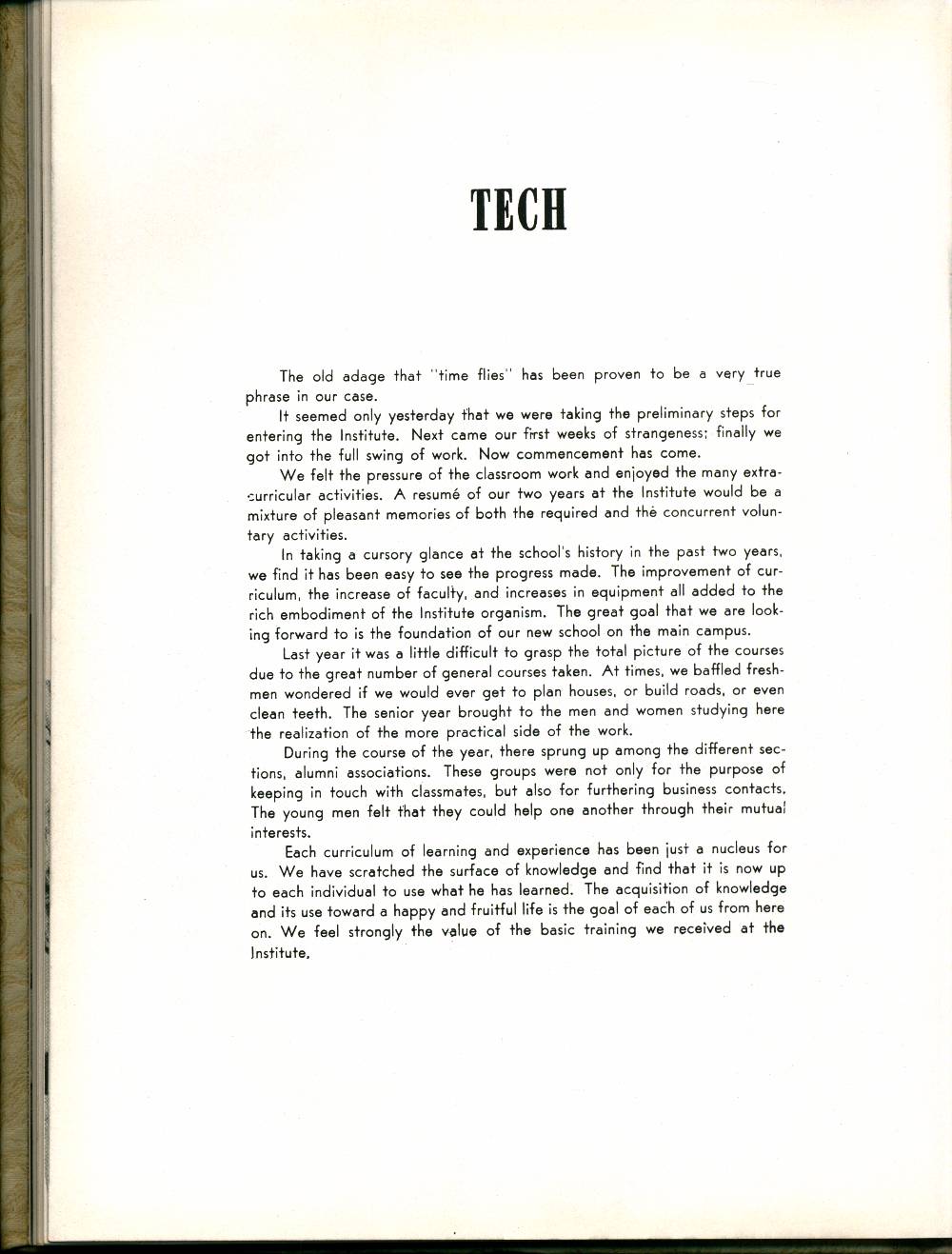 Write-up about the 'Tech Division' from "The Islander" yearbook in 1949