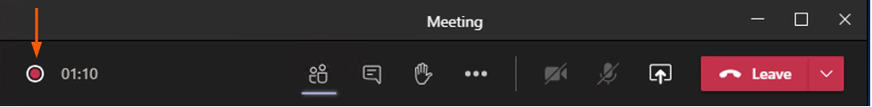 Image of the red dot showing the meeting is being recorded