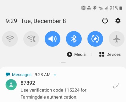 You will receive a text with a verification code