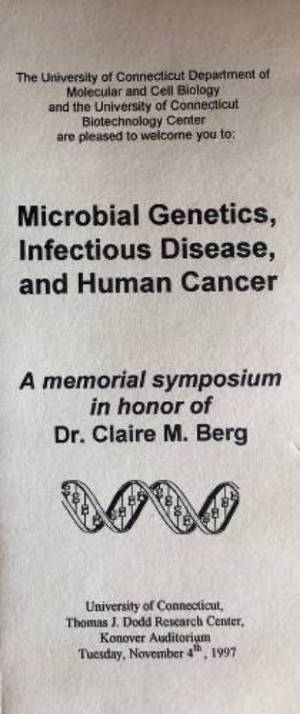 Brochure from a symposium at UConn memorializing Dr. Claire M. Berg